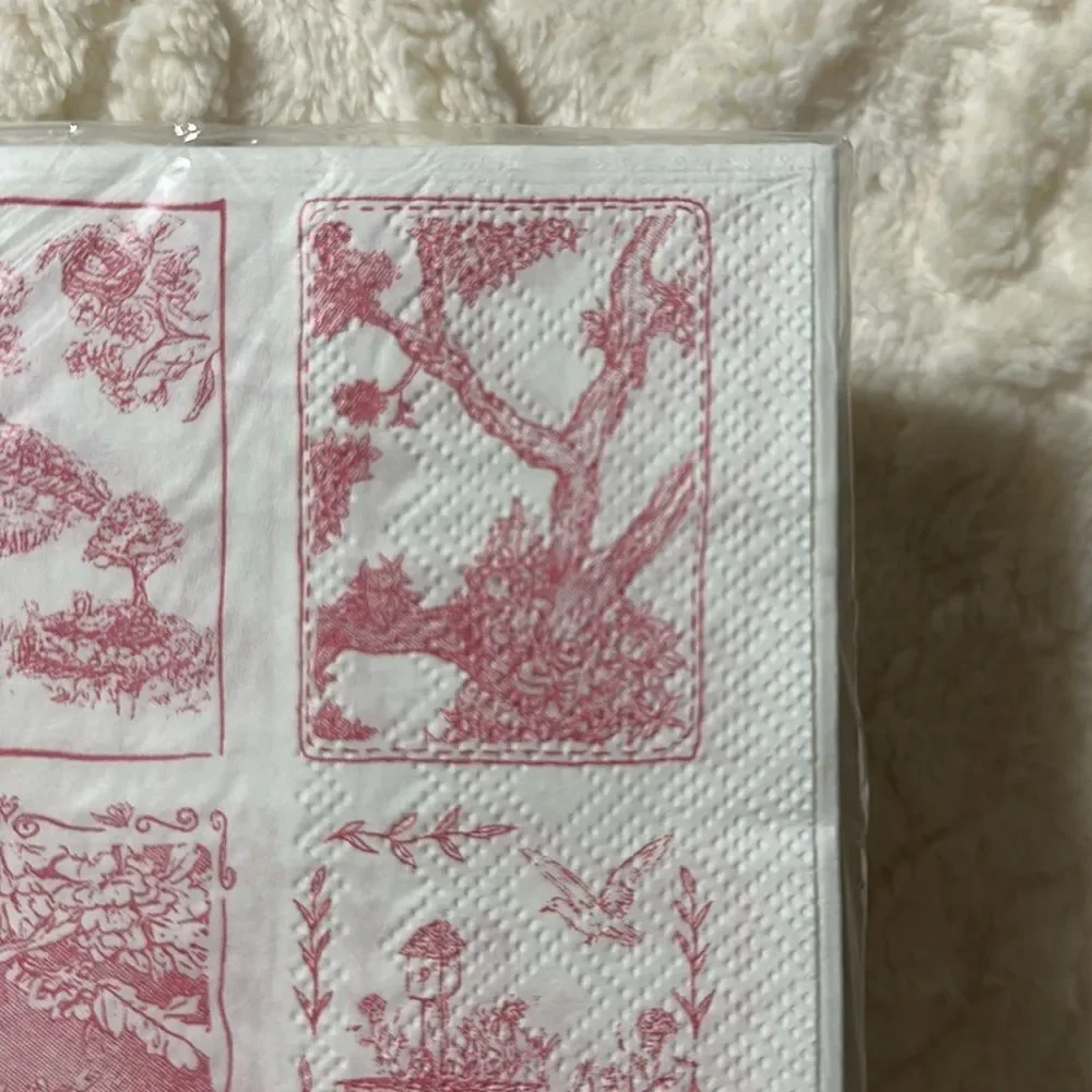 Punch Studio 32 x 2pk Guest Paper Towel Napkins White Pink English Toile Print